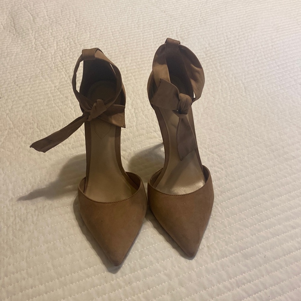 Aldo Tan Suede ankle tie heels. Size 8.5
